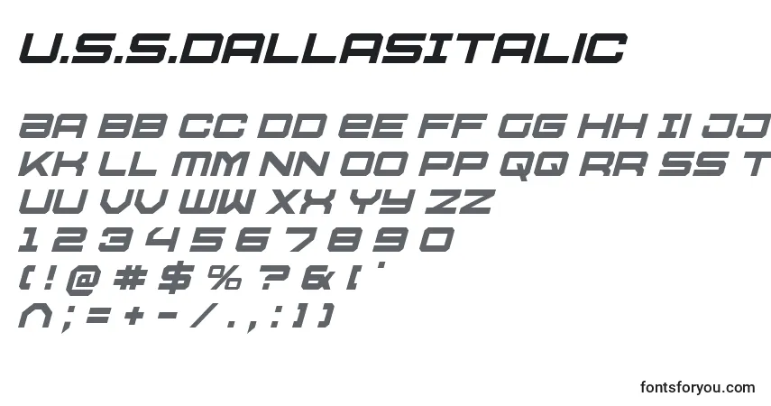 A fonte U.S.S.DallasItalic – alfabeto, números, caracteres especiais