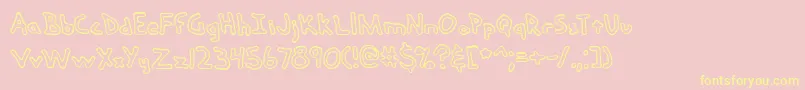 HandMeDownOBrk-Schriftart – Gelbe Schriften auf rosa Hintergrund