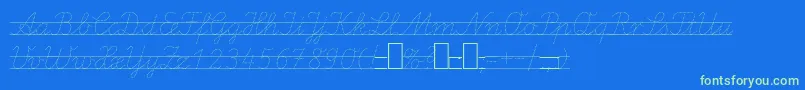 LaEi2Italic-Schriftart – Grüne Schriften auf blauem Hintergrund