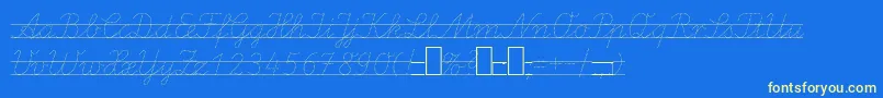 LaEi2Italic-Schriftart – Gelbe Schriften auf blauem Hintergrund