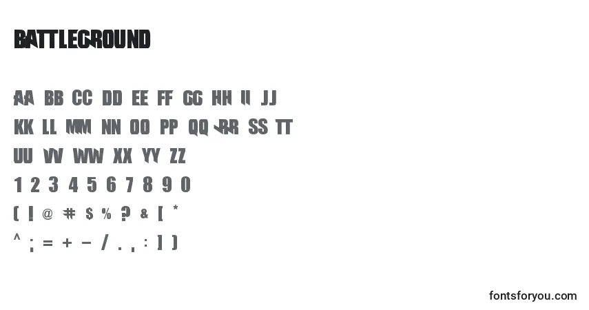 Schriftart Battleground – Alphabet, Zahlen, spezielle Symbole