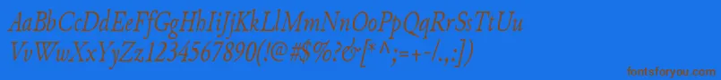 JunicodeItaliccondensed Font – Brown Fonts on Blue Background