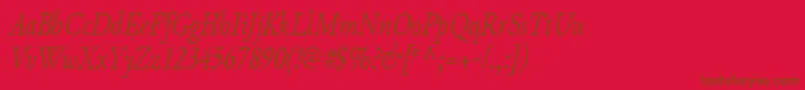 JunicodeItaliccondensed Font – Brown Fonts on Red Background