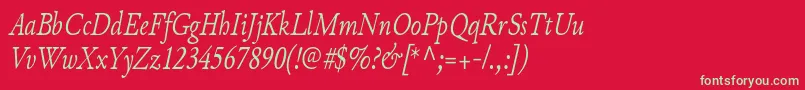 フォントJunicodeItaliccondensed – 赤い背景に緑の文字
