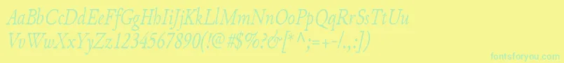 JunicodeItaliccondensed Font – Green Fonts on Yellow Background