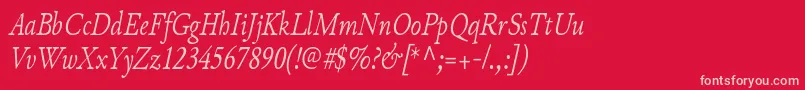 JunicodeItaliccondensed Font – Pink Fonts on Red Background