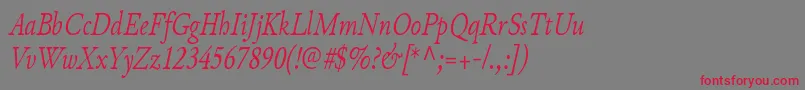 JunicodeItaliccondensed Font – Red Fonts on Gray Background