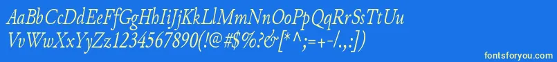 JunicodeItaliccondensed Font – Yellow Fonts on Blue Background