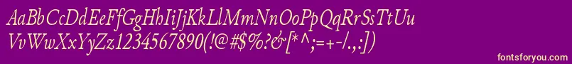 JunicodeItaliccondensed Font – Yellow Fonts on Purple Background