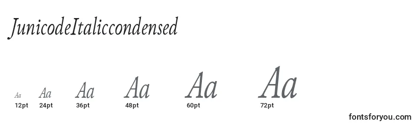 JunicodeItaliccondensed Font Sizes