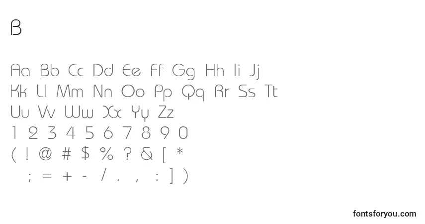 A fonte BauhausLightLight – alfabeto, números, caracteres especiais