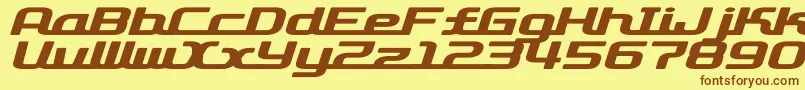 Fonte D3RoadsterismWideItalic – fontes marrons em um fundo amarelo