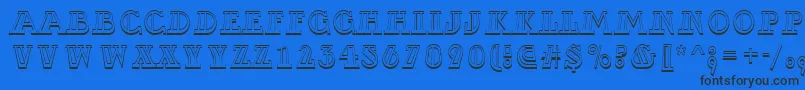 ADexterotldecordv3D-Schriftart – Schwarze Schriften auf blauem Hintergrund