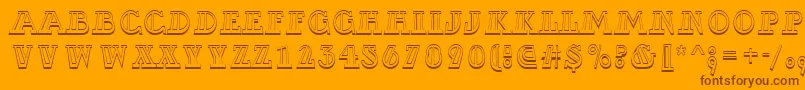 ADexterotldecordv3D-Schriftart – Braune Schriften auf orangefarbenem Hintergrund