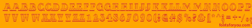 ADexterotldecordv3D-Schriftart – Rote Schriften auf orangefarbenem Hintergrund