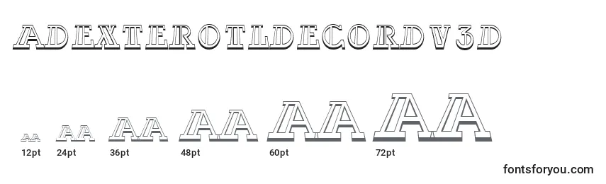 Rozmiary czcionki ADexterotldecordv3D