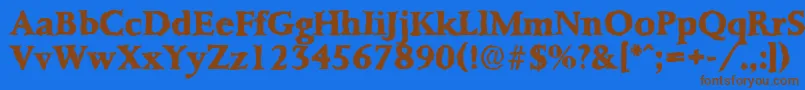 Fonte PalermorandomXboldRegular – fontes marrons em um fundo azul