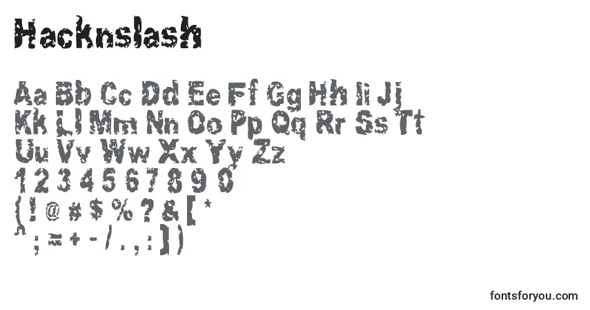 Czcionka Hacknslash – alfabet, cyfry, specjalne znaki