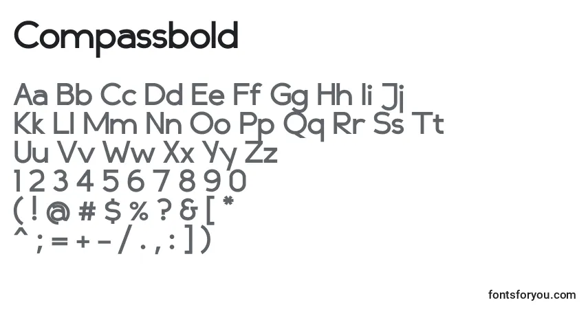 Schriftart Compassbold – Alphabet, Zahlen, spezielle Symbole