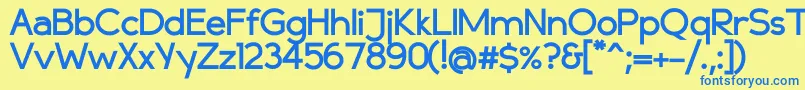 フォントCompassbold – 青い文字が黄色の背景にあります。
