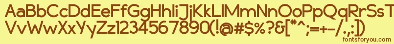 フォントCompassbold – 茶色の文字が黄色の背景にあります。