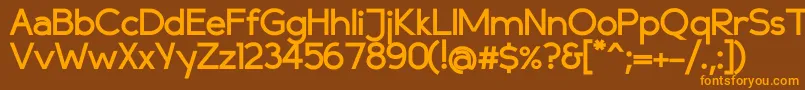 フォントCompassbold – オレンジ色の文字が茶色の背景にあります。
