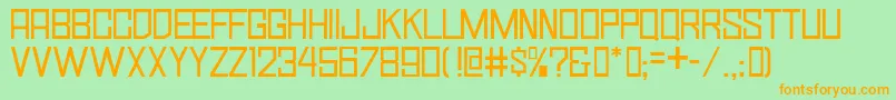 Weitere Informationen zur SimplySquareJl-Schriftart SimplySquareJl-Schriftart – Orangefarbene Schriften auf grünem Hintergrund