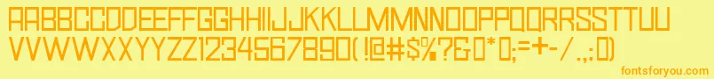SimplySquareJl-Schriftart – Orangefarbene Schriften auf gelbem Hintergrund