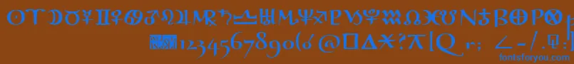 Weitere Informationen zur Astroganza-Schriftart Astroganza-Schriftart – Blaue Schriften auf braunem Hintergrund