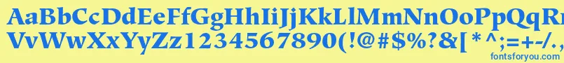 HiroshigestdBlack Font – Blue Fonts on Yellow Background