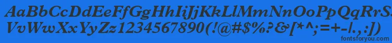 Шрифт TerminusBlackSsiBoldItalic – чёрные шрифты на синем фоне