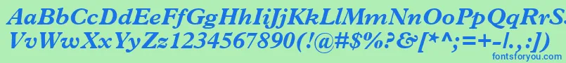 フォントTerminusBlackSsiBoldItalic – 青い文字は緑の背景です。