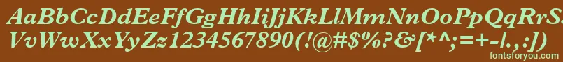 フォントTerminusBlackSsiBoldItalic – 緑色の文字が茶色の背景にあります。