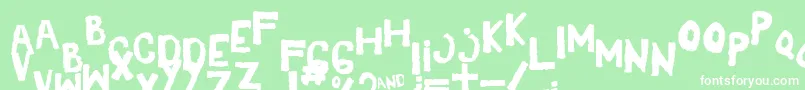 YesShaken-Schriftart – Weiße Schriften auf grünem Hintergrund