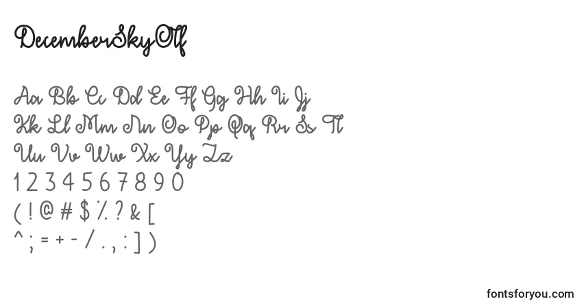 Schriftart DecemberSkyOtf – Alphabet, Zahlen, spezielle Symbole