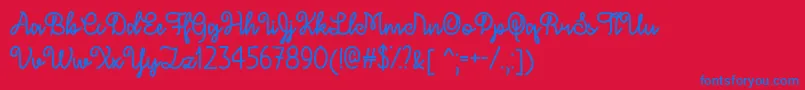 DecemberSkyOtf-Schriftart – Blaue Schriften auf rotem Hintergrund