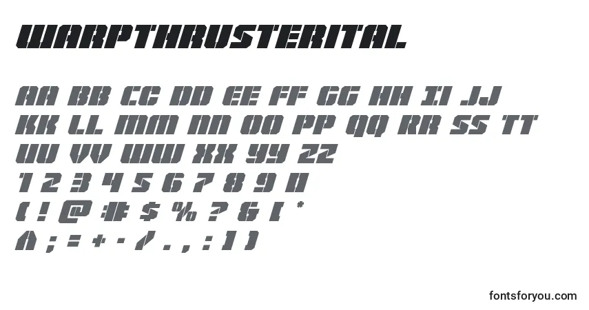 A fonte Warpthrusterital – alfabeto, números, caracteres especiais