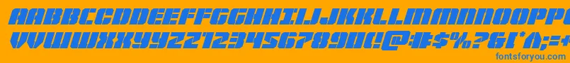 Warpthrusterital Font – Blue Fonts on Orange Background