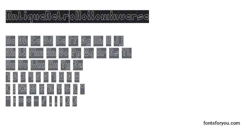 Шрифт AntiqueRetroHollowInverse – алфавит, цифры, специальные символы