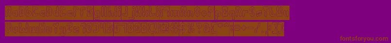 AntiqueRetroHollowInverse-fontti – ruskeat fontit violetilla taustalla