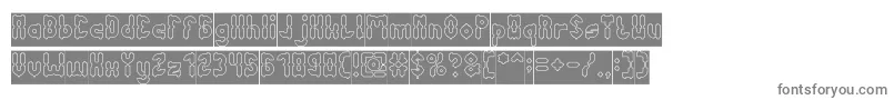 AntiqueRetroHollowInverse-fontti – harmaat kirjasimet valkoisella taustalla