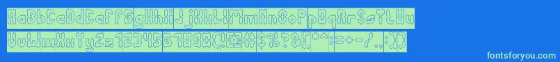 AntiqueRetroHollowInverse Font – Green Fonts on Blue Background
