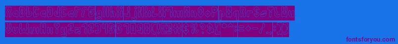 AntiqueRetroHollowInverse-Schriftart – Violette Schriften auf blauem Hintergrund