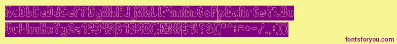 Weitere Informationen zur AntiqueRetroHollowInverse-Schriftart AntiqueRetroHollowInverse-Schriftart – Violette Schriften auf gelbem Hintergrund