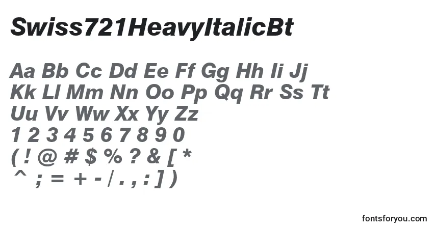 A fonte Swiss721HeavyItalicBt – alfabeto, números, caracteres especiais