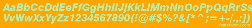 Swiss721HeavyItalicBt Font – Green Fonts on Orange Background