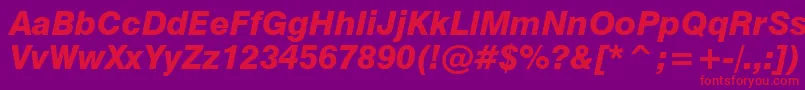 Swiss721HeavyItalicBt Font – Red Fonts on Purple Background