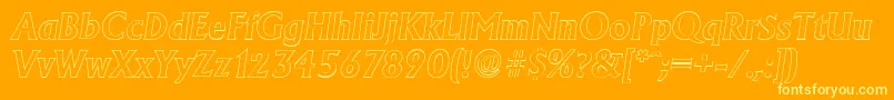 Шрифт AdelonoutlineBolditalic – жёлтые шрифты на оранжевом фоне