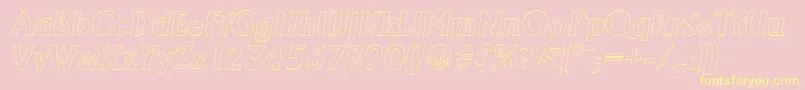 AdelonoutlineBolditalic-Schriftart – Gelbe Schriften auf rosa Hintergrund