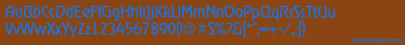 RagtimeRegular-Schriftart – Blaue Schriften auf braunem Hintergrund